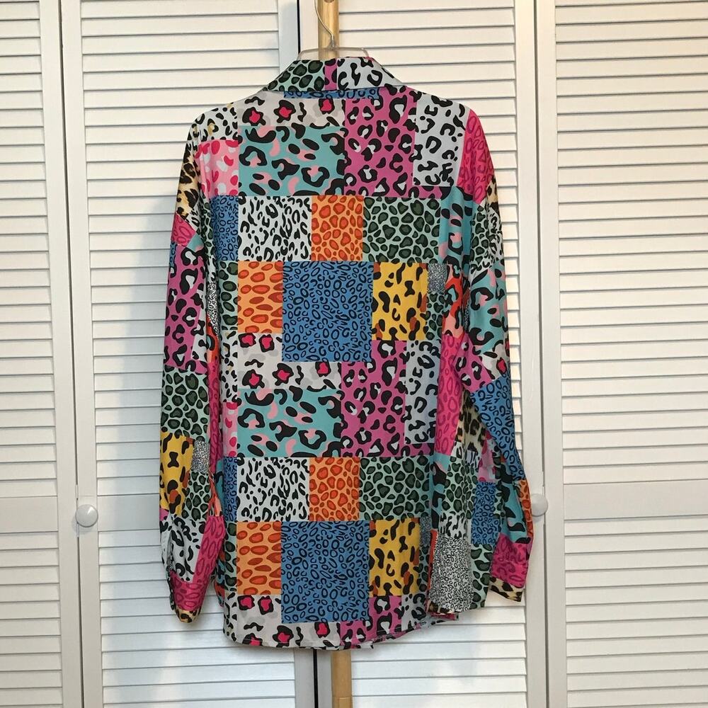 Shein Patchwork-Style Collared Button-Down Long S… - image 3